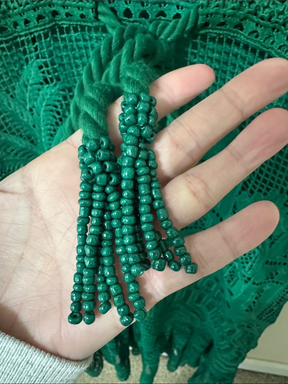NWOT Farm Rio Green Morada Boa Guipure Dress with Slip Dress Underneath SOLD OUT - Picture 9 of 13